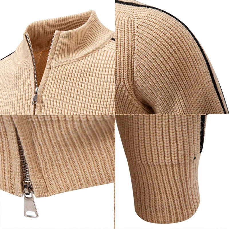 BOGO | Men’s Stand Collar Dual-Zip Knit Jacket