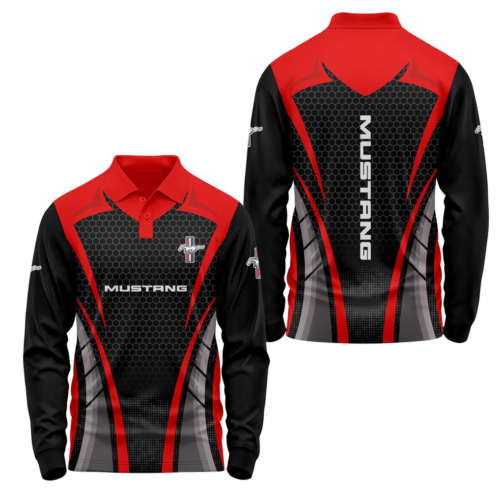 Ford Mustang Long Sleeve Polo USPL2695