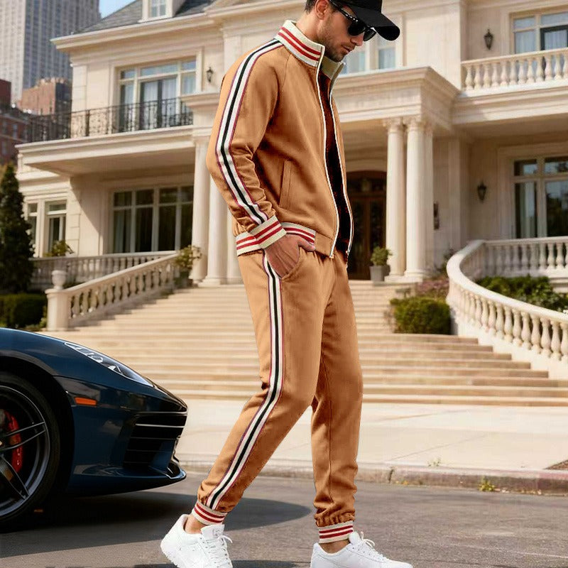 BOGO | Men’s Premium Fleece-Lined Stripe Jacket & Jogger Set